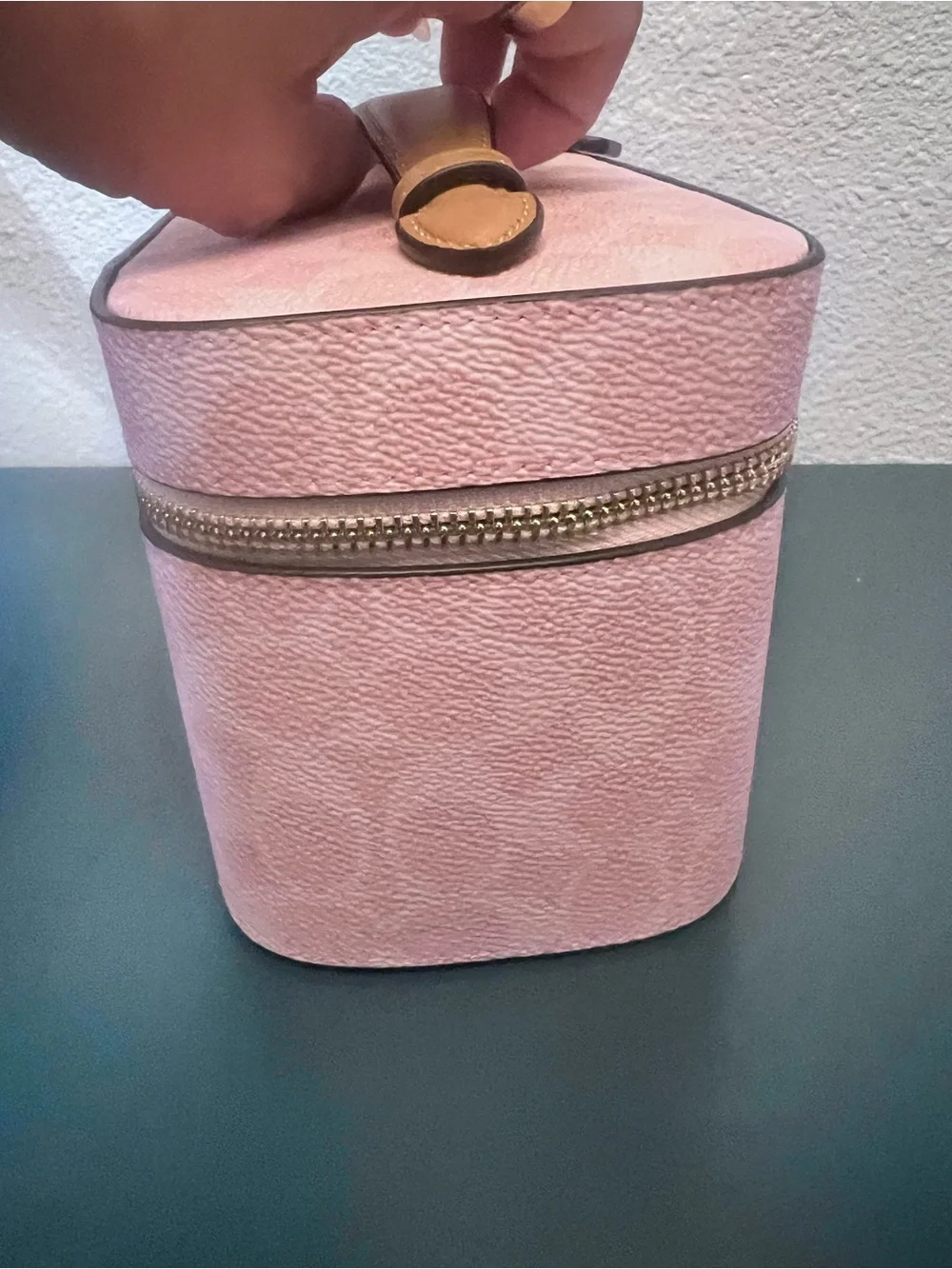 Coach Powder Pink Signature Vanity Cosmetic Case with Top Handle